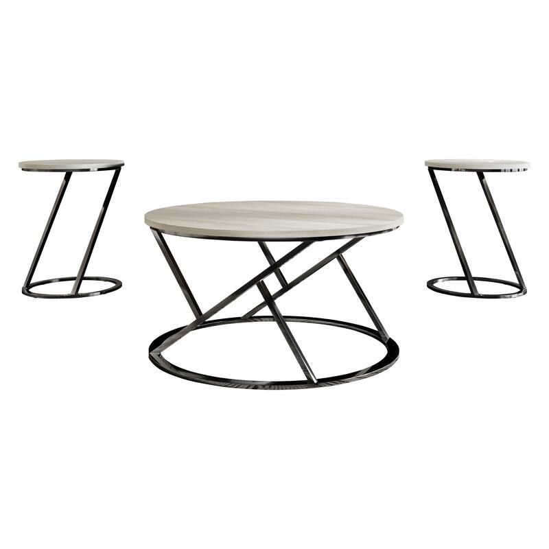 CraftPorch Elegance 3- Pieces Coffee Table Set - Light Grey - 7'6" x 10'9" - Wood