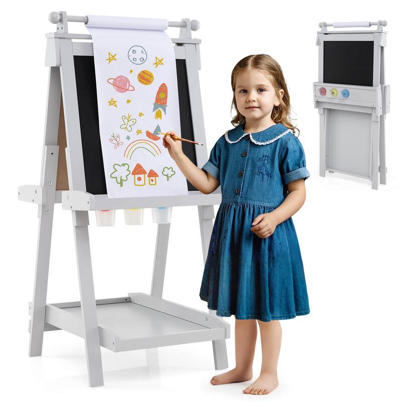 Costway Foldable Easel for Kids 3-in-1 Double-sided Art Easel with - See Details