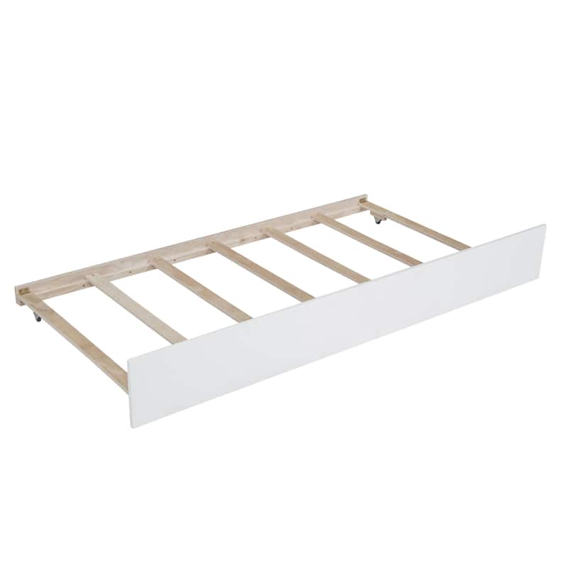 Full Size Wooden House Bed with Twin Size Trundle, Roof and Fence