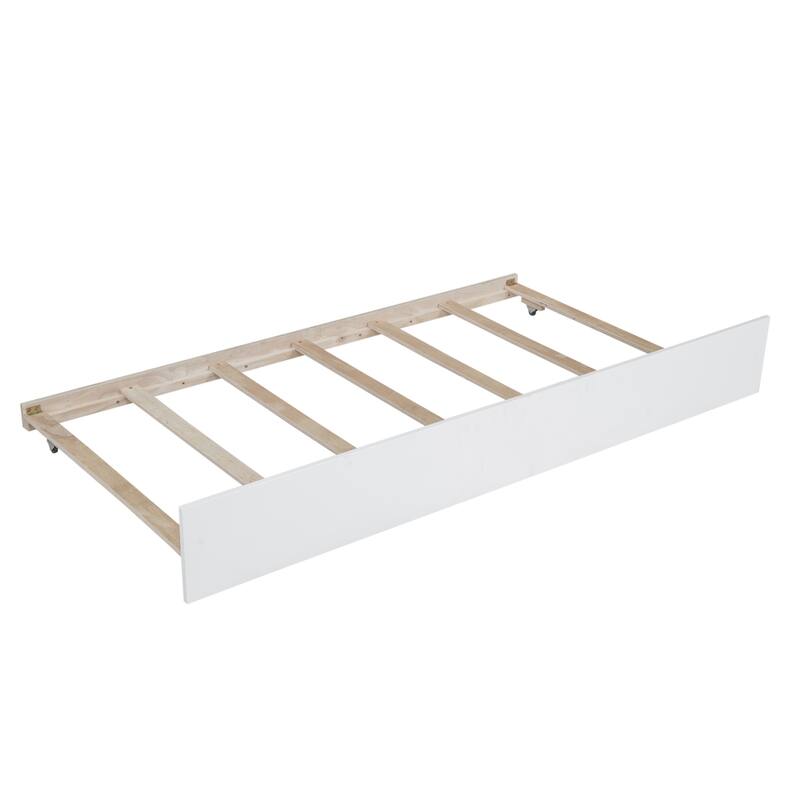 Pine House Bed with Trundle, Guardrail & Roof