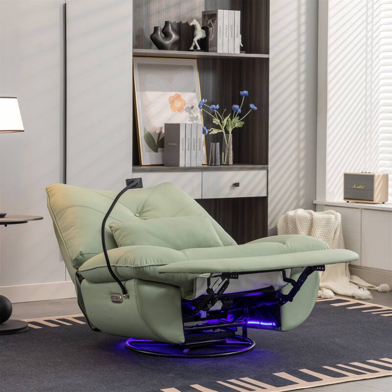 Swivel Power Recliner Chair with USB Port and Atmosphere Lamp