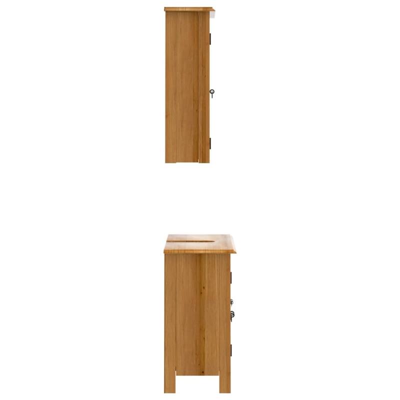 vidaXL Bathroom Furniture Set Wood Tone Solid Pine Wood