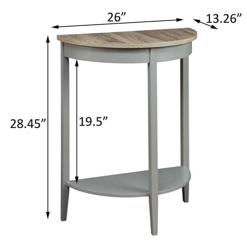Davis Grey Oak and Grey Half Moon Console Table with Bottom Shelf