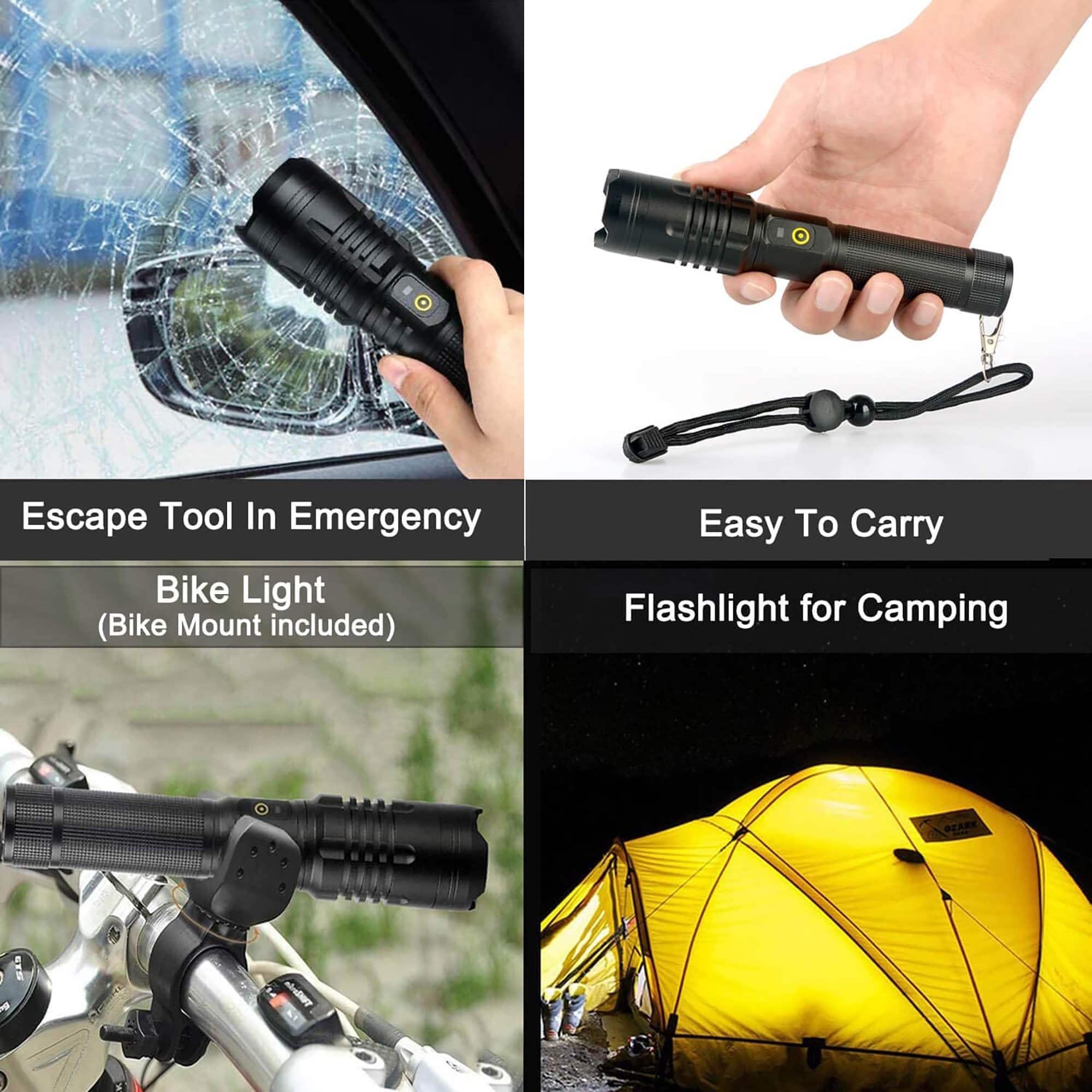 LED Tactical Flashlight 5000 Lumens Zoomable Waterproof Flashlight