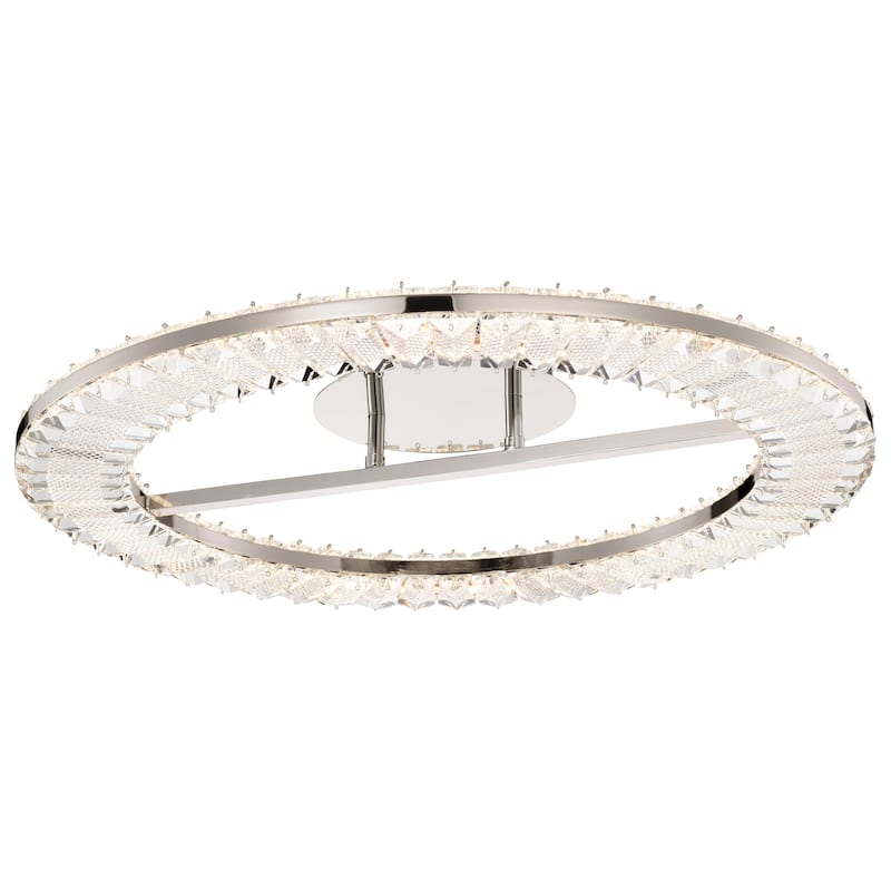 Nova LED 23 Inch Round Flush Mount Polished Nickel Finish K9 Crystal - Polished Nickel