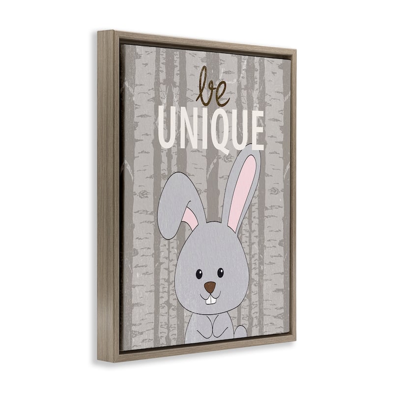 Stupell Be Unique Woodland Bunny Framed Floater Canvas Wall Art Design By Kim Allen