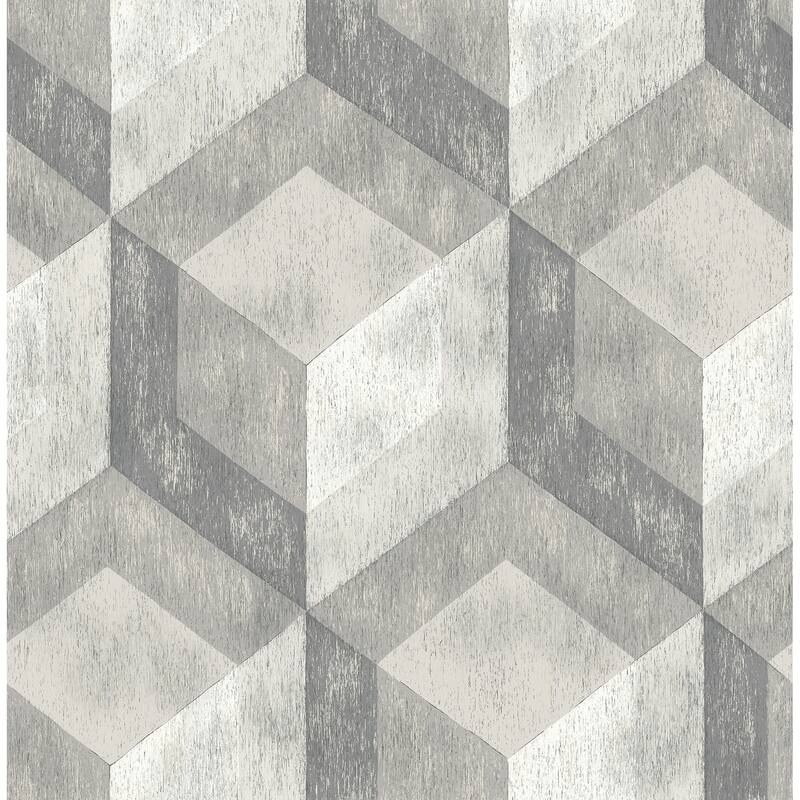 A-Street Prints Clarabelle Grey Rustic Wood Tile Wallpaper