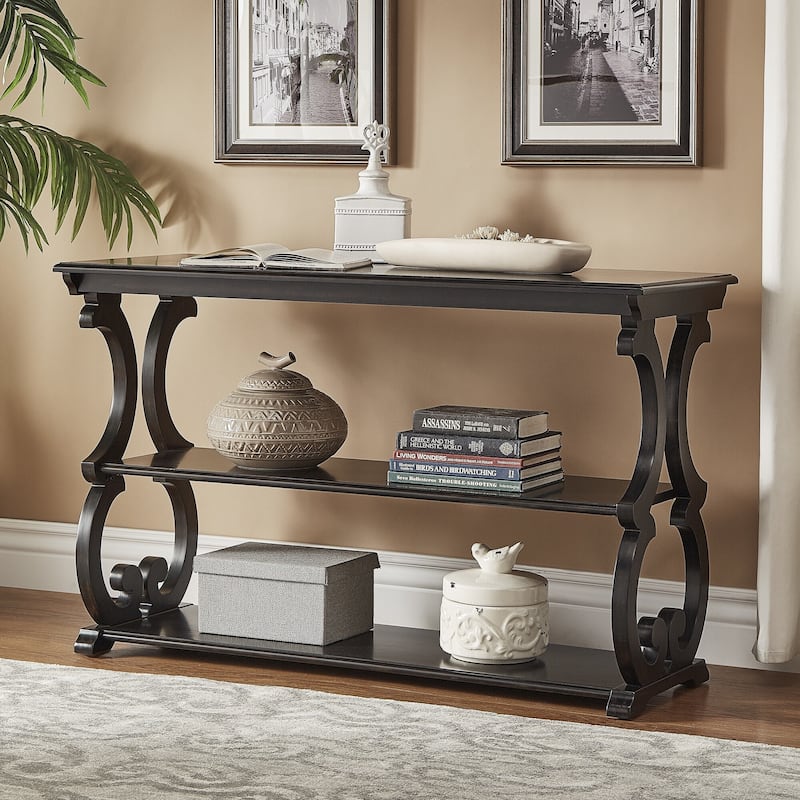Lorraine Wood Scroll TV Stand Sofa Table by iNSPIRE Q Classic