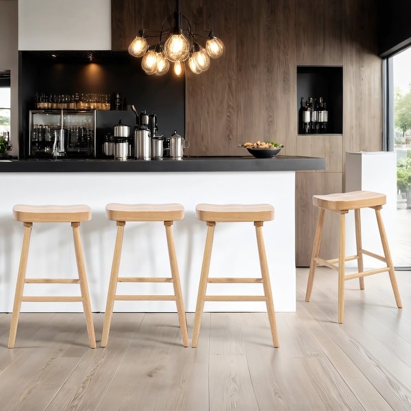 Shaker 26" Height Wooden Counter Stools With Footrest