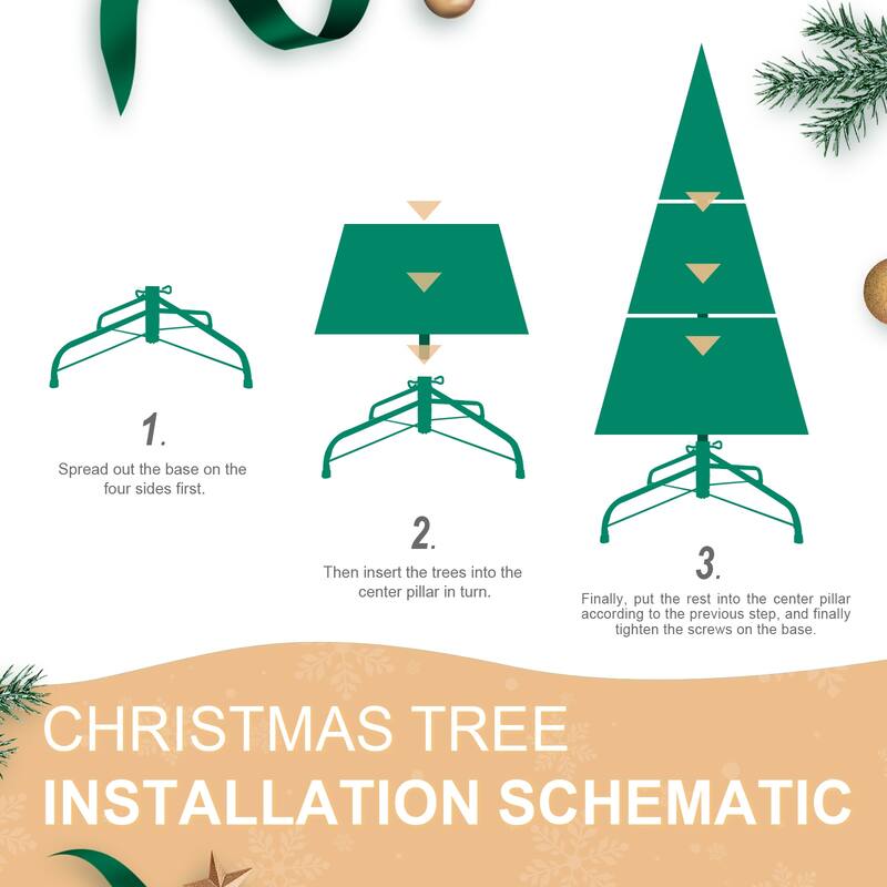 Classic Green Christmas Tree - PE/PVC Tips, Full-Bodied, Hinged Branches, Metal Stand