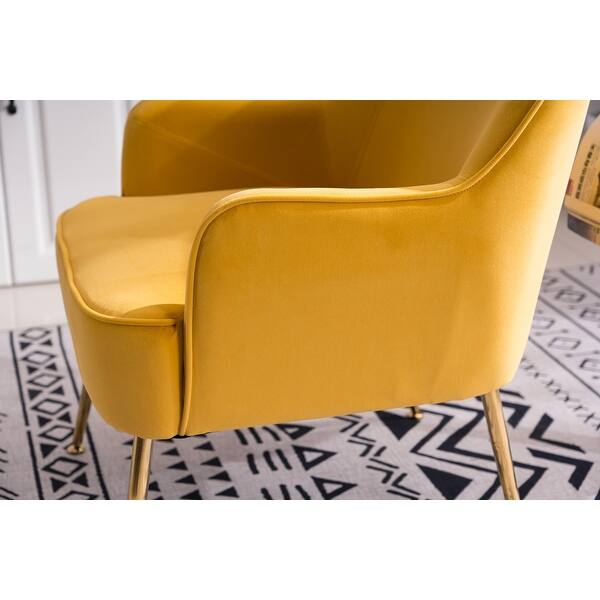 Yellow Accent Chair With Gold Metal Legs On Sale Overstock 32712329