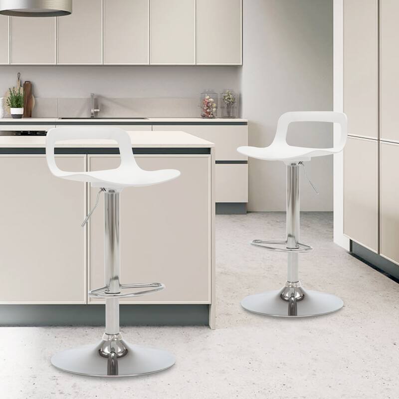 Adjustable Barstools Airlift Counter Bar Pub Height Stools with Plastic Seat Set of 2