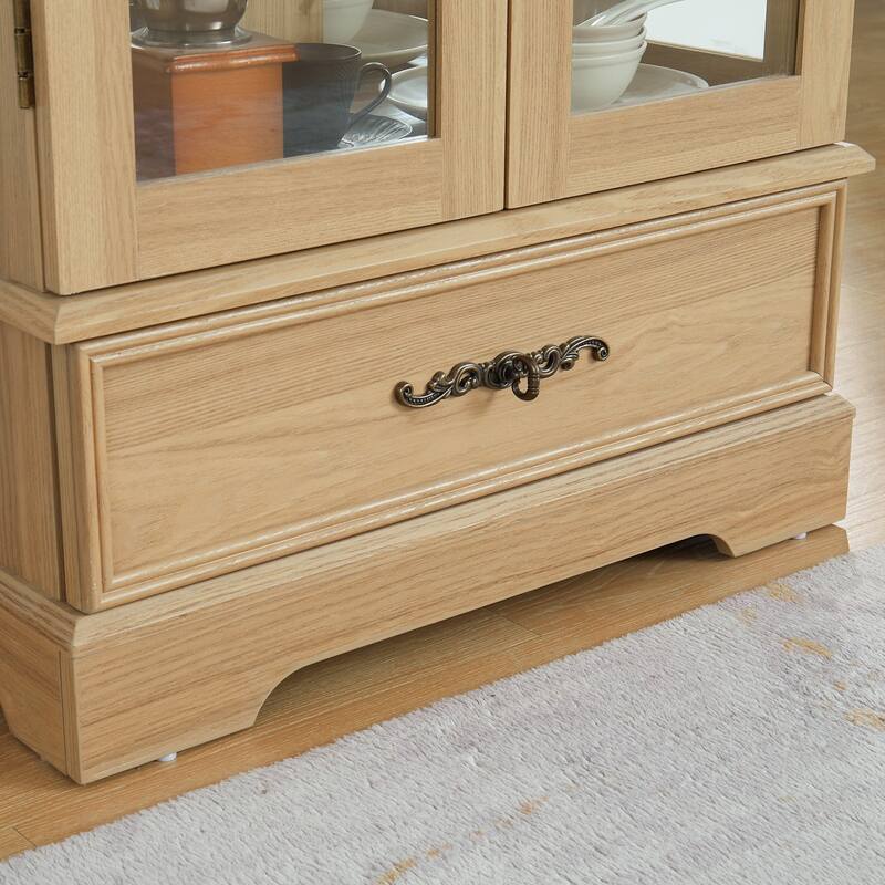 25.98 in. Display Cabinet with 1 Drawer and 2 Glass Doors