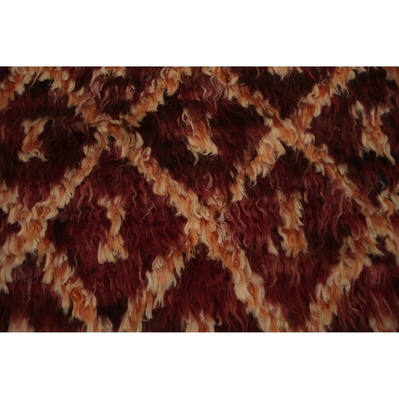 Hand Knotted Oriental 100% Wool Carpet Modern Tribal Red Moroccan Area Rug - 9' 5'' X 6' 11''