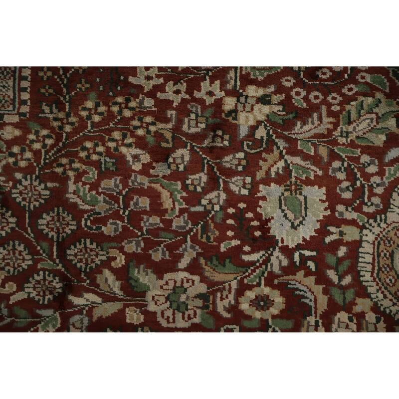 Hand Knotted Oriental Silk Carpet Traditional Floral Oranges & Rust Bokhara Area Rug - 12' 2'' X 8' 11''