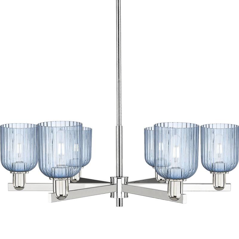 Innovations Lighting 716-6CR-11-35 Bridal Veil Chandelier Bridal Veil - Polished Nickel / Blue