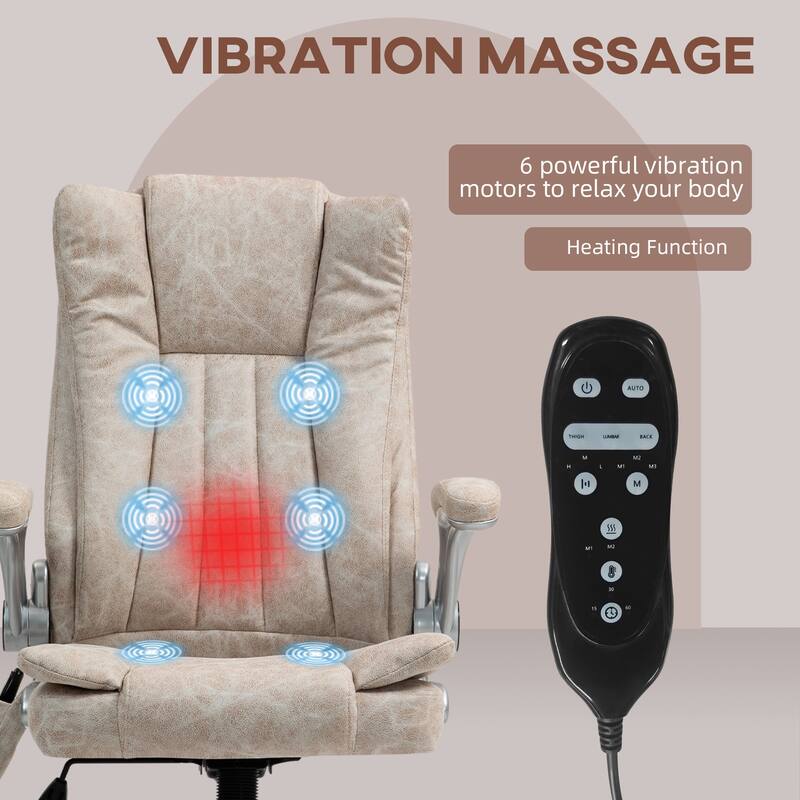 High Back Vibration Massage Office Chair Heated Computer Chair with Flip-up Armrest, Adjustable Height, for Office