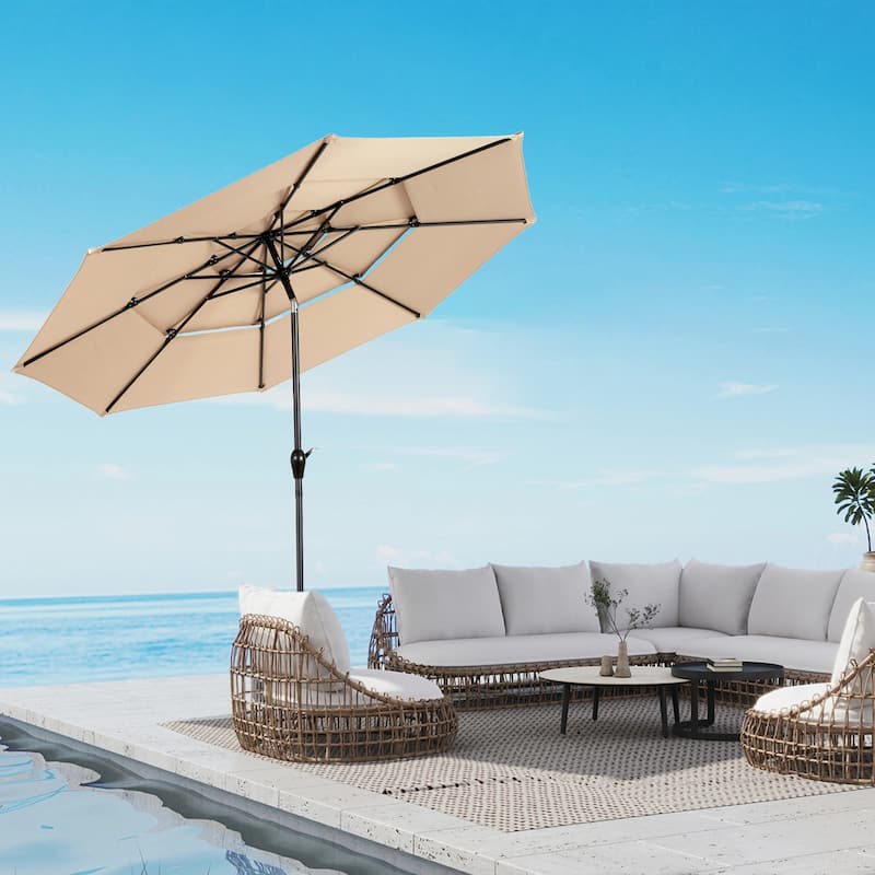 Topcraft 10ft Aluminum 3 Tier Tiltable Market Umbrella