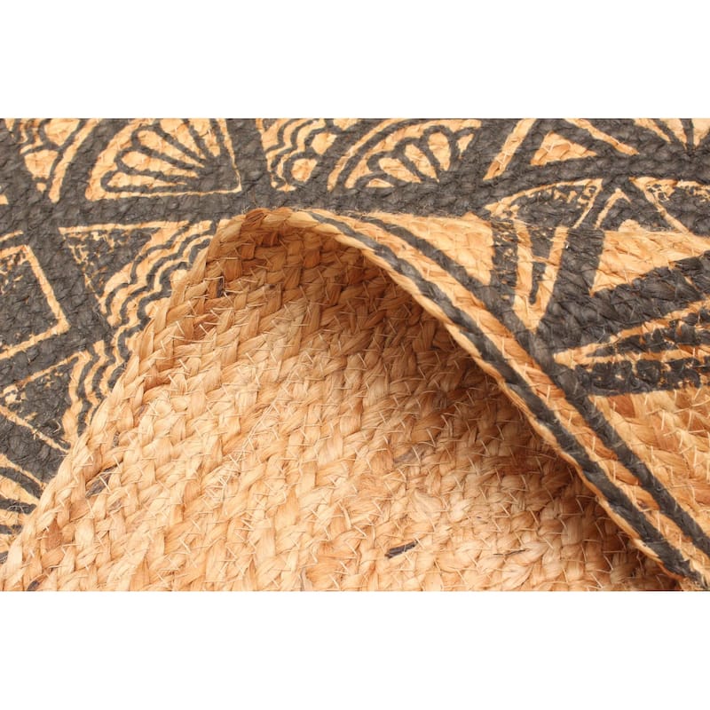 ECARPETGALLERY Braided Weave Palas Denizli Tan Jute Rug - 3'0 x 3'0