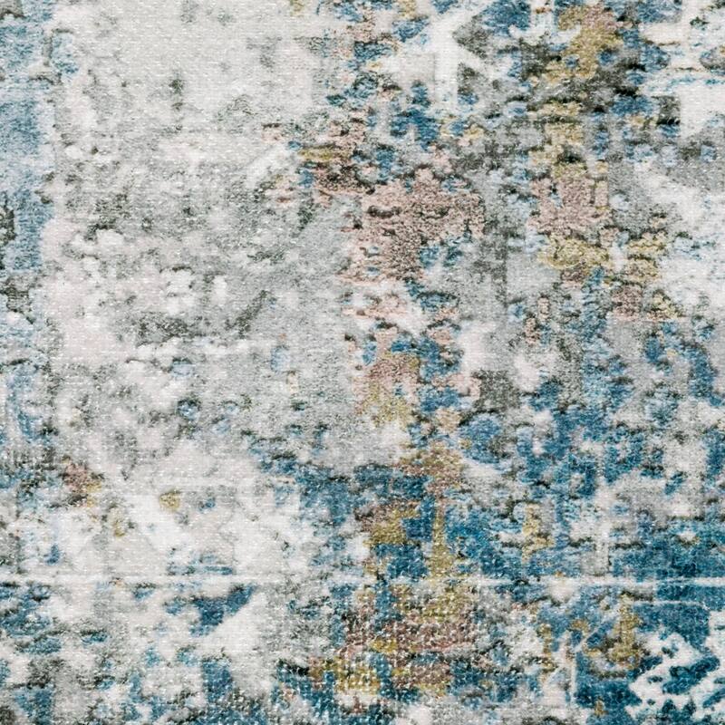 Vista Home Marissa Washable Faded Oriental Ivory/ Blue Indoor Area Rug