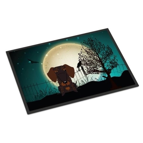 Carolines Treasures BB2319MAT Halloween Scary Wire Haired Dachshund Chocolate Indoor or Outdoor Mat 18 x 0.25 x 27 in.