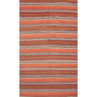 Hand Woven Oriental 100% Wool Carpet Southwestern Geometric Multi-Colored Kilim Area Rug - 7' 10'' X 5' 1''