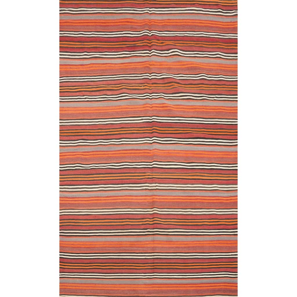 Hand Woven Oriental 100% Wool Carpet Southwestern Geometric Multi-Colored Kilim Area Rug - 7' 10'' X 5' 1''