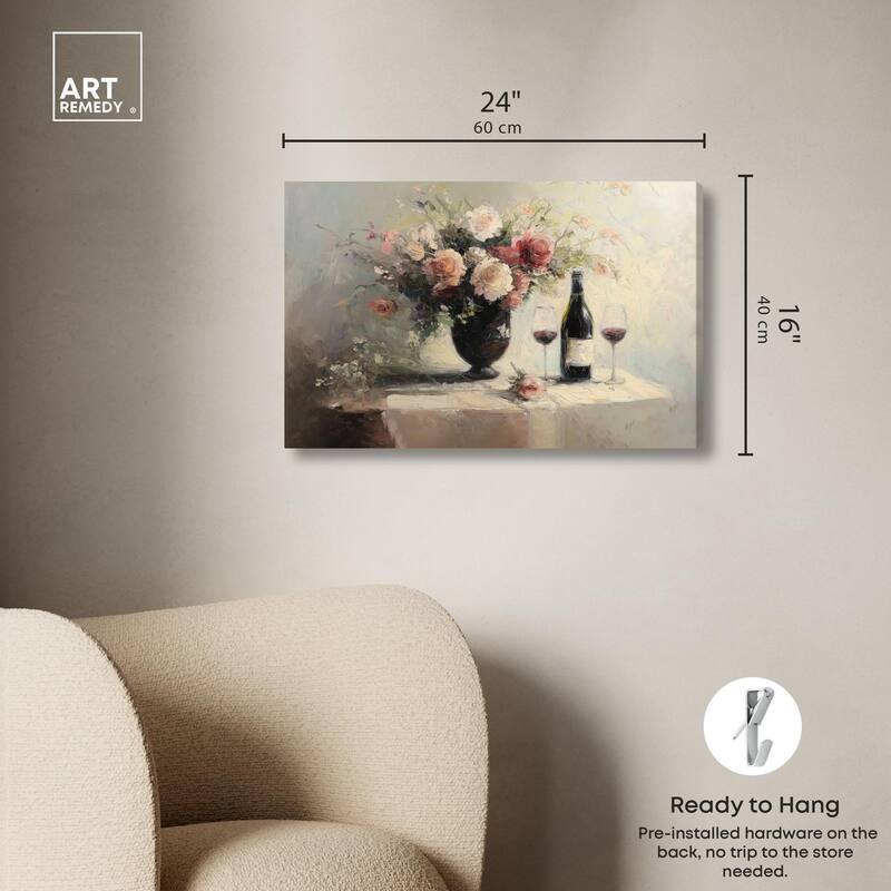 Roses and Red Wine Canvas by Art Remedy, Gallery Wrapped