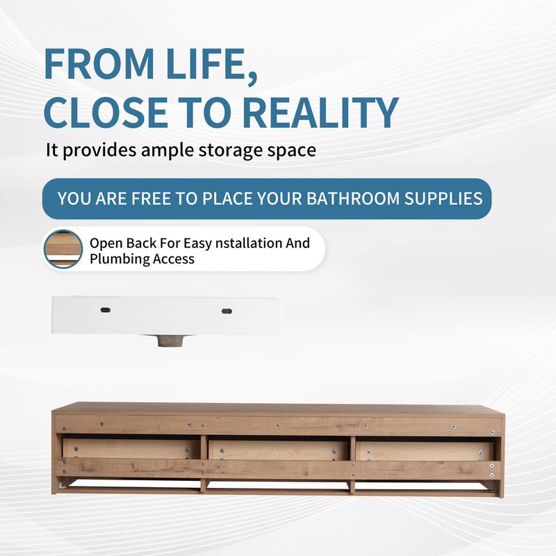 ARTCHIRLY 30/60 Inch Bathroom Vanity with Sink, Floating Bathroom Vanity With Soft Close Drawer