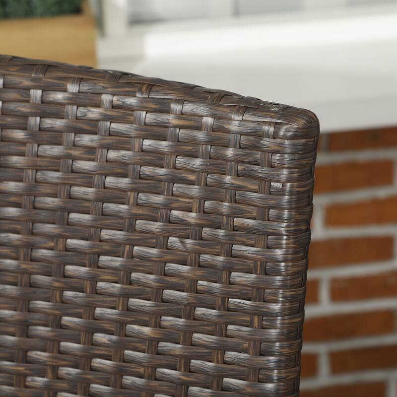4-Piece Stackable PE Wicker Dining Chair Set, Outdoor Rattan Chairs with Cushions, Armrests & Backrest for Patio, Balcony