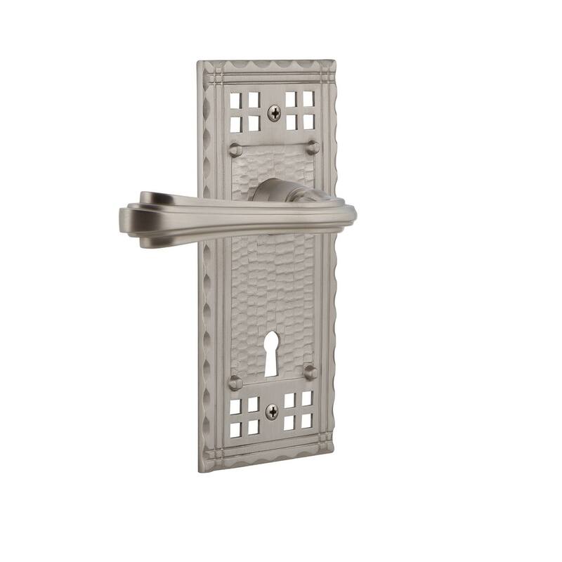 Nostalgic Warehouse Fleur Privacy Door Lever Set with Craftsman Rose - Satin Nickel