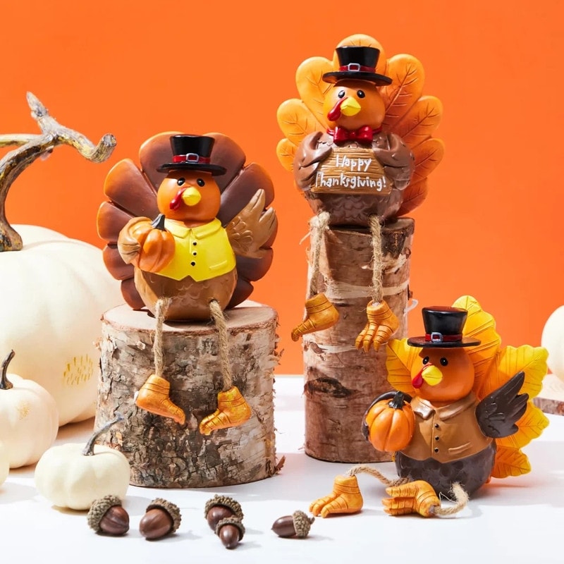Thanksgiving Turkey Statues 3-Piece Set