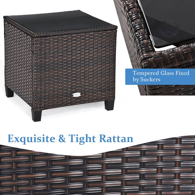 Costway 3PCS Patio Rattan Furniture Set Cushioned Conversation Set - See Details