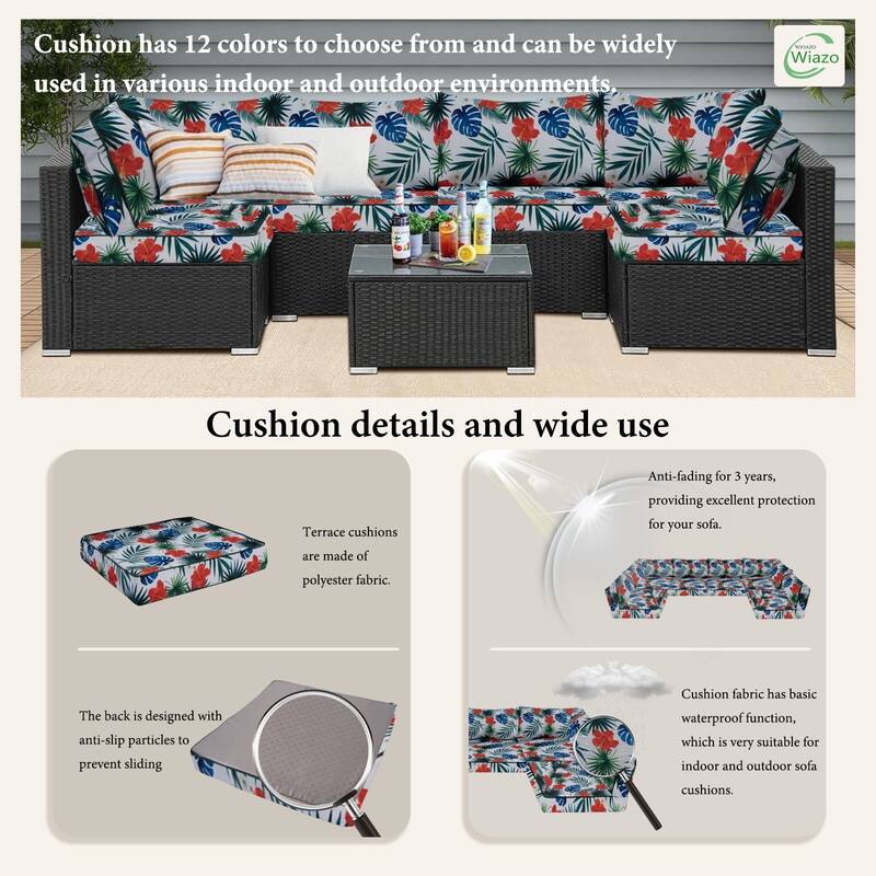 14pcs Outdoor Couch Cushions,4" Waterproof Sectional Rattan Conversation Set Cushions(Only Cushions+Covers,No Sofa) - 14PCS