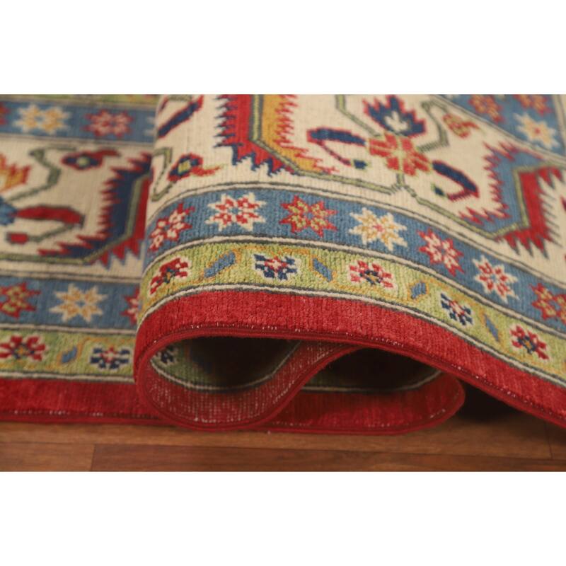 Geometric Kazak Area Rug Wool Carpet - 8'0" x 10'4"