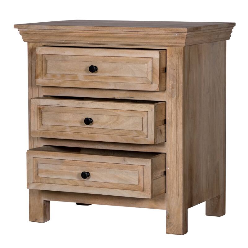Maadze 28" WIde 3-Drawers Solid Wood Nightstand