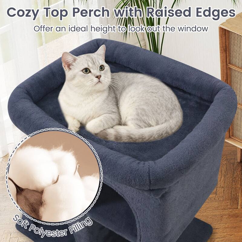 Gymax 25.5'' Cat Tree w/2 Large Condo Padded Top Perch Sisal