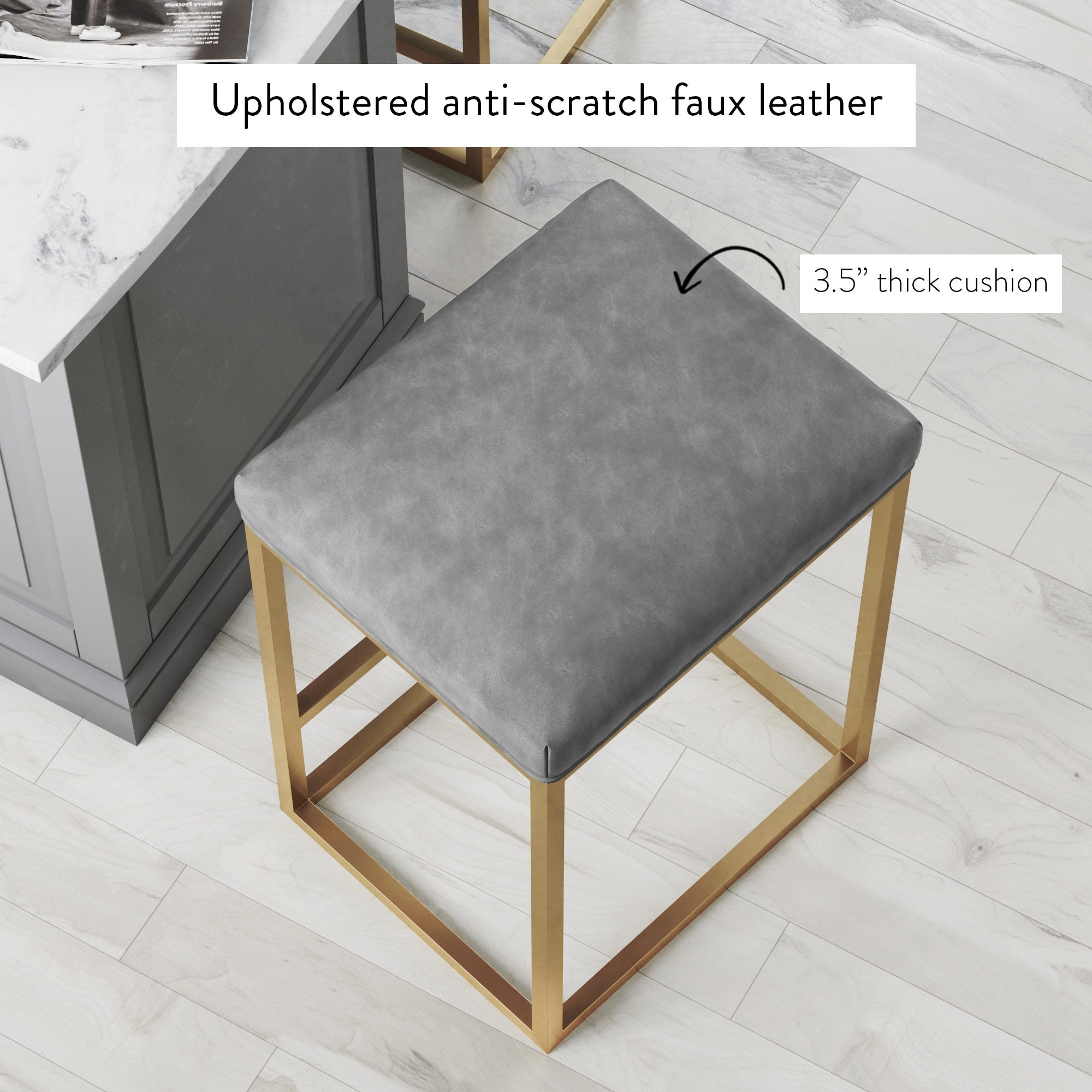 Nathan james nelson bar stool with leather cushion and metal base shop