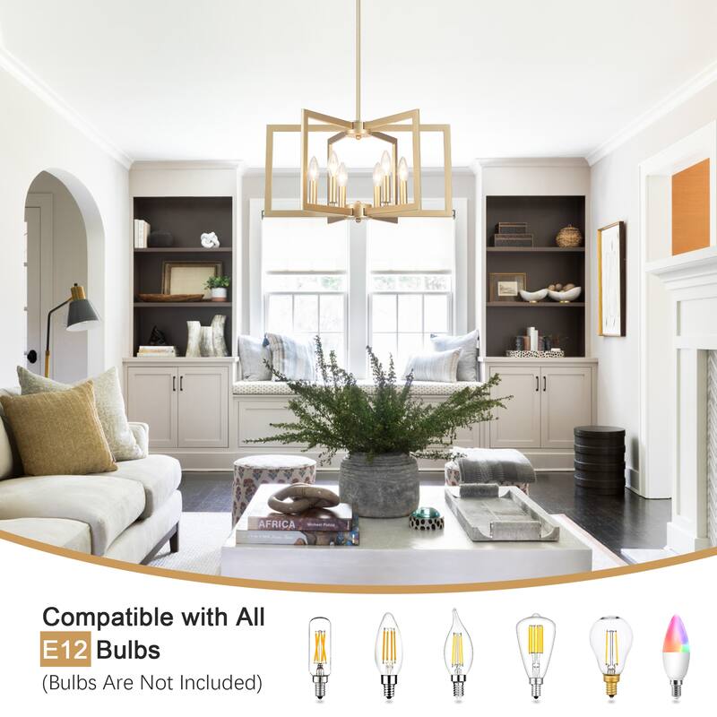 6-Light Candlestick Hanging Linear Foyer Chandelier Lighting for Dining Room Kitchen Island