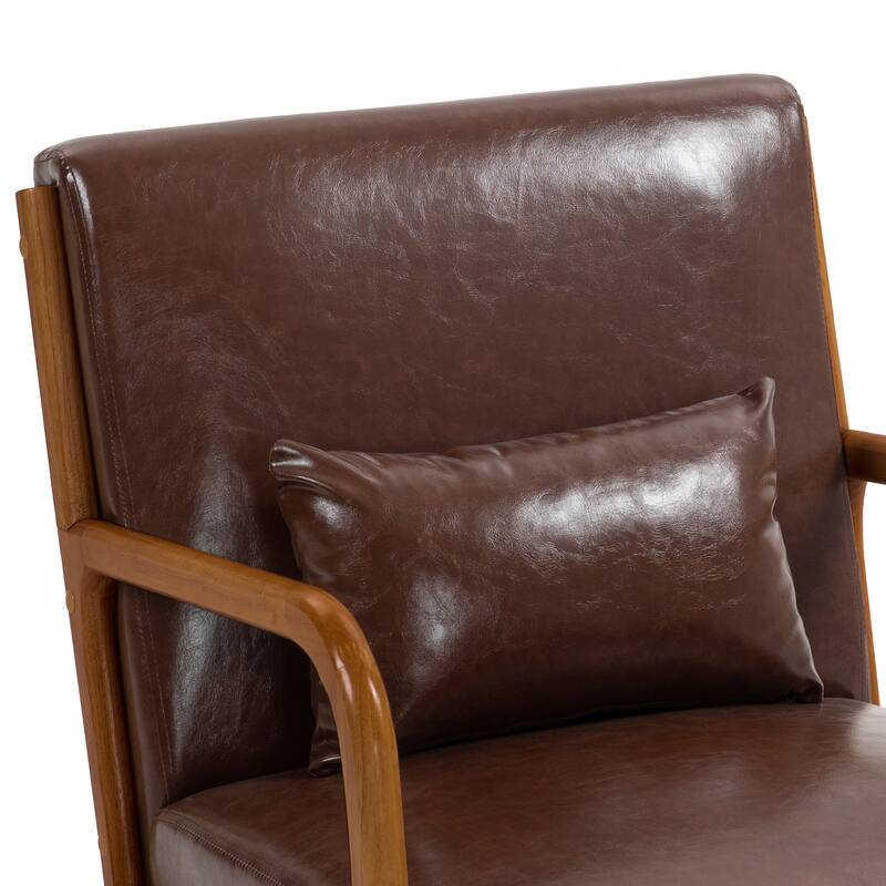 Mid-Century Modern Upholstered Accent Chair with Wood Frame
