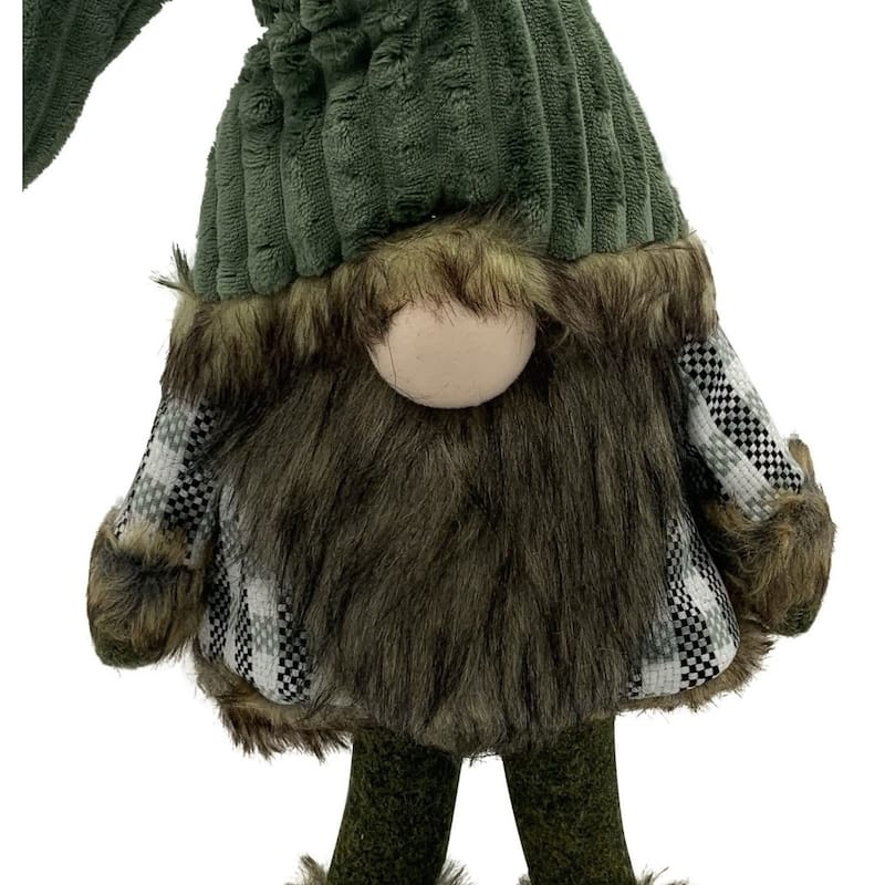 Dark Green and Plaid Fabric Gnome