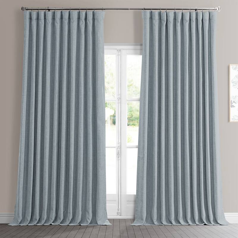 Exclusive Fabrics Faux Linen Extra Wide Room Darkening Curtain Panel - 100 X 120 - Heather Grey