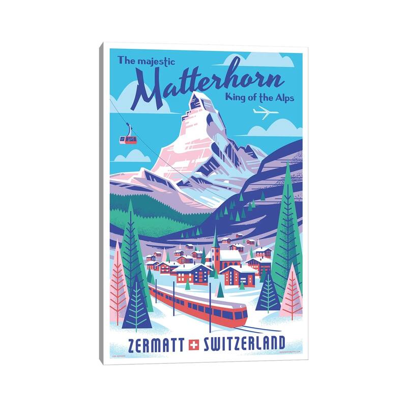 iCanvas "Matterhorn Switzerland Travel Poster" by Jim Zahniser Canvas Print