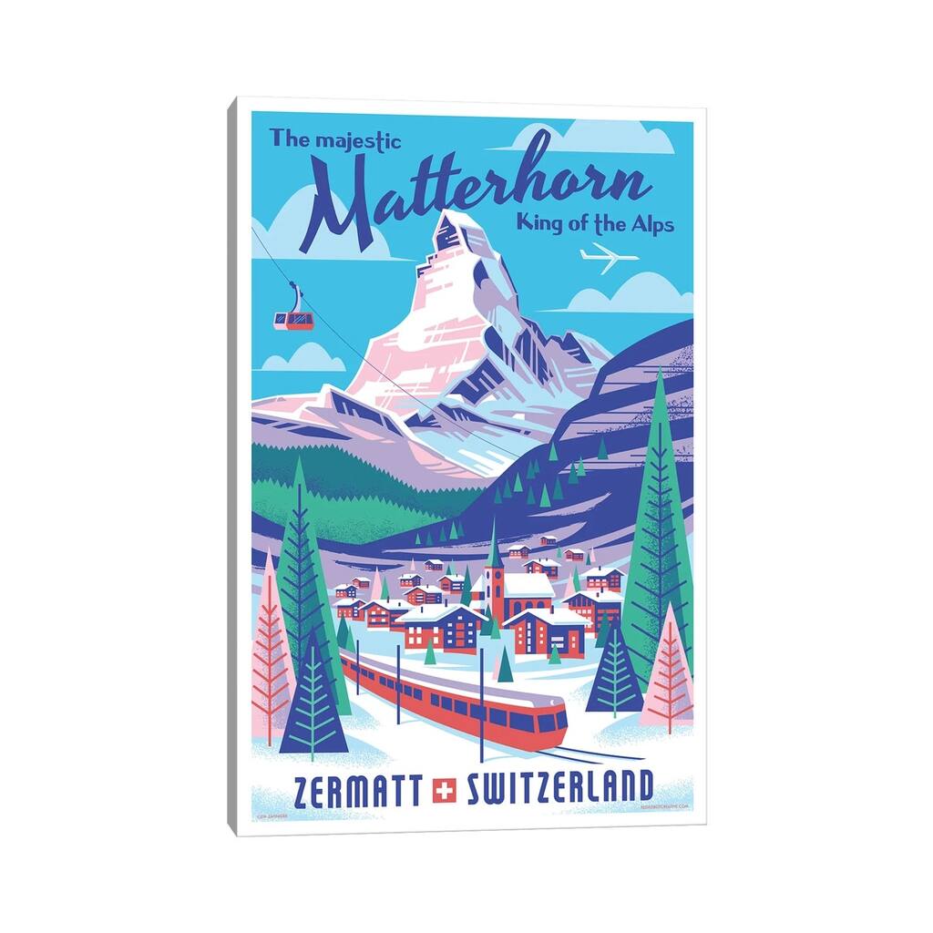 iCanvas "Matterhorn Switzerland Travel Poster" by Jim Zahniser Canvas Print