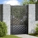 preview thumbnail 48 of 53, vidaXL Garden Gate Black 39.4x49.2" Steel Trace Design