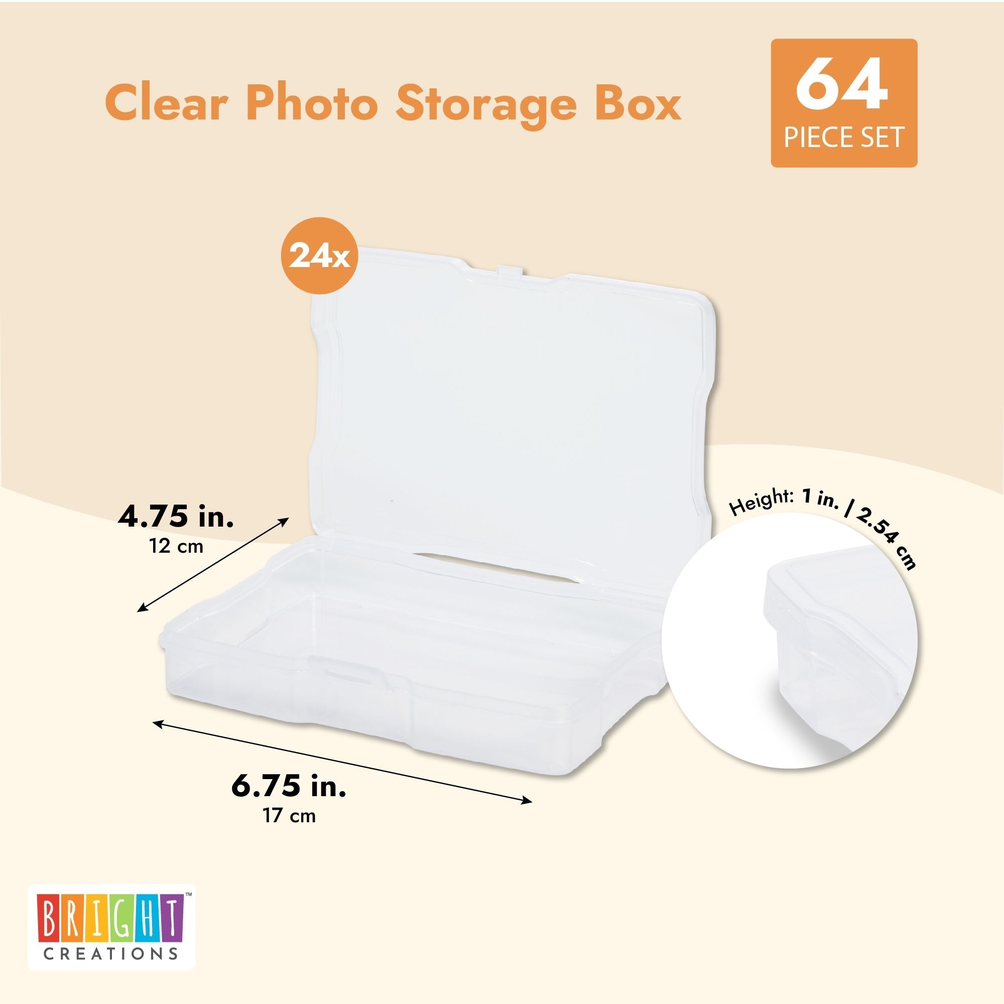 24 Pack Photo Storage Boxes for 4x6 Pictures with 40 Blank Labels, Rainbow  Colored Cases, Greeting Card Organizer (64 Total Pieces)