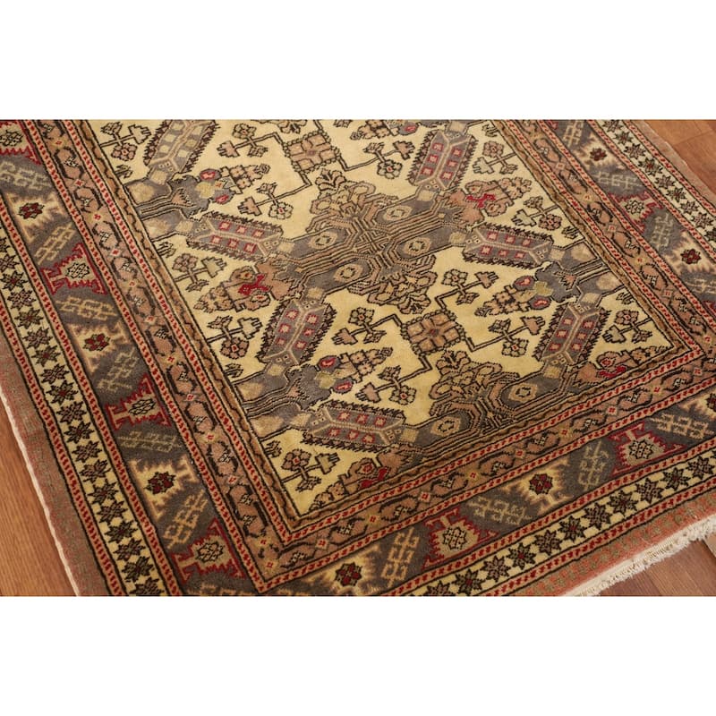 Geometric Anatolian Turkish Accent Rug Handmade Wool Carpet - 3'4" X 6'0"