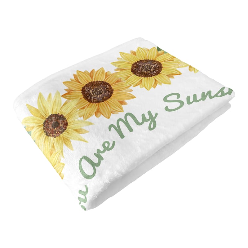 Sunflower Collection Girl Baby Monthly Milestone Blanket - Yellow and Green Farmhouse Watercolor Flower You Are My Sunhine