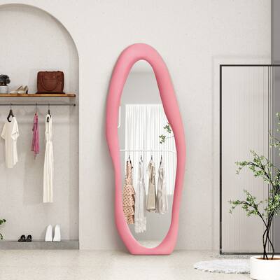 Irregular Flannelette Wooden Full Length Floor Mirror Full Body Wall Mirror - 24x63
