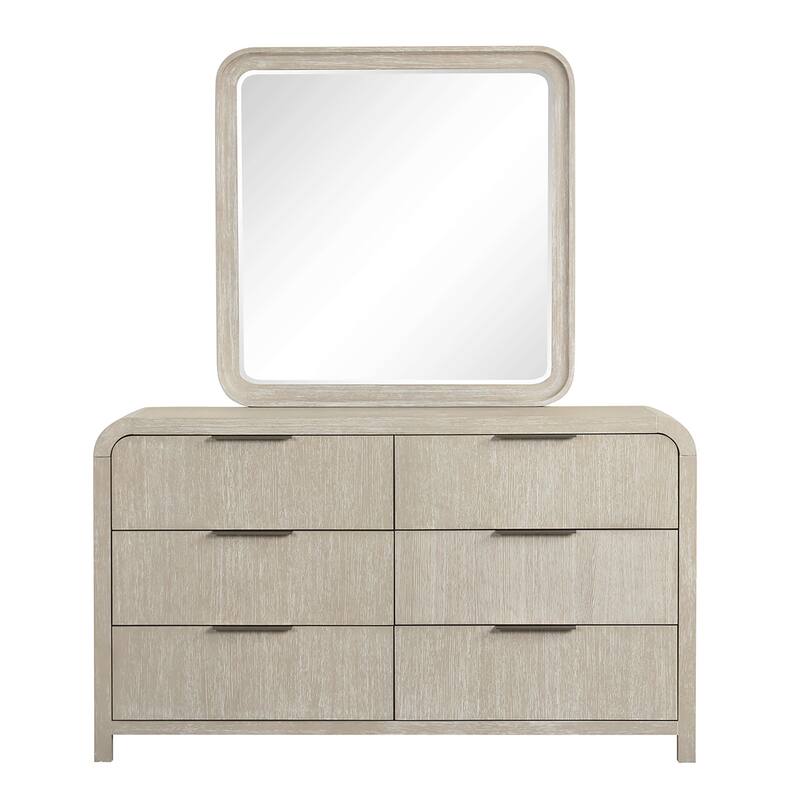 Roundhill Furniture Tavari 5-Piece Bedroom Set with Panel Bed, Dresser, Mirror, and Two Nightstands in Light Gray